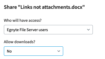 A screenshot of the Egnyte UI where users can restrict access to download-only